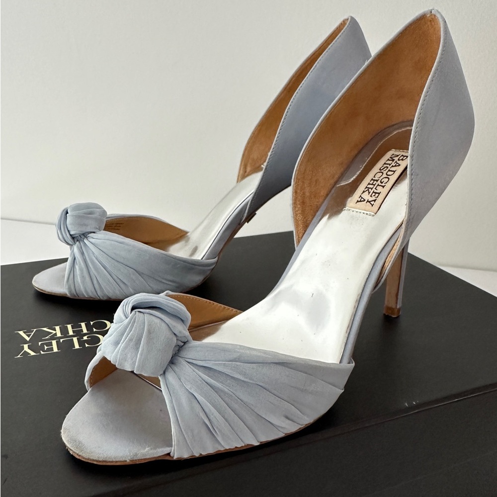 Badgley Mischka Satin Open Toe Heels Size 9.5